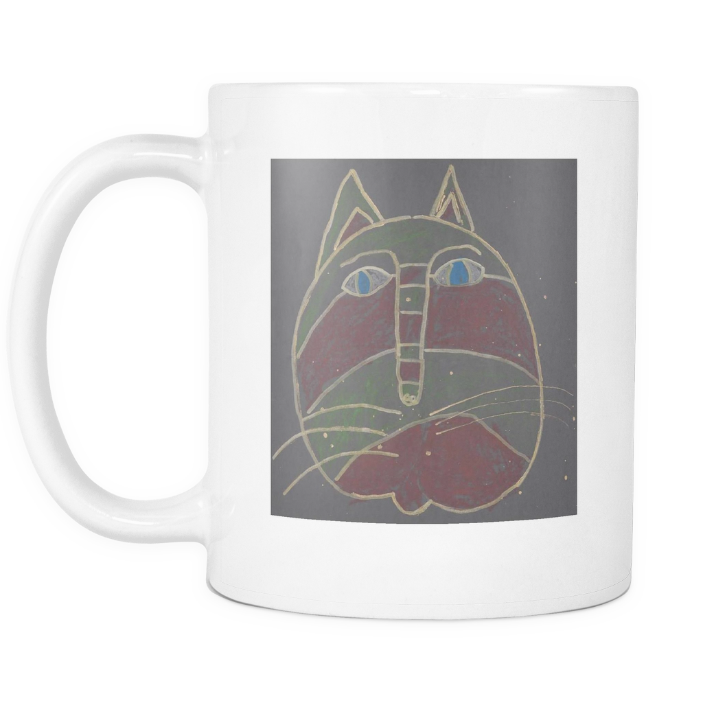 Black Cat on White Mug