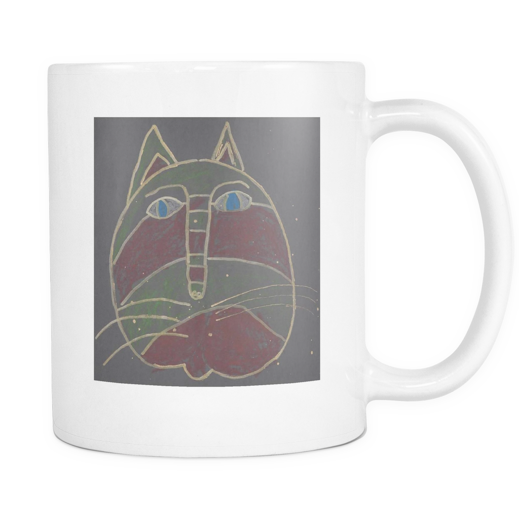 Black Cat on White Mug